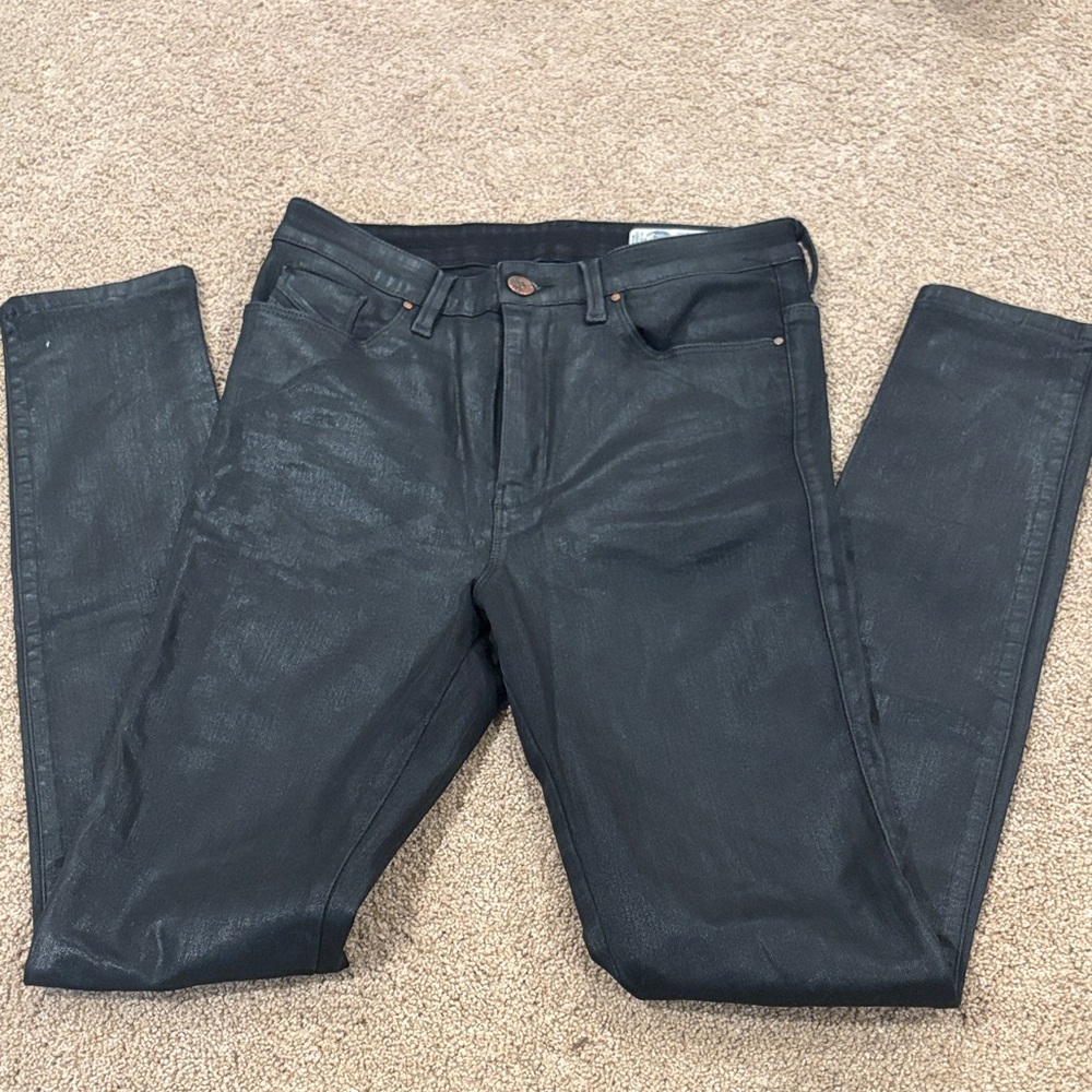 Diesel skinzee- high super slim skinny high waist faux leather shiny jeans 0677a